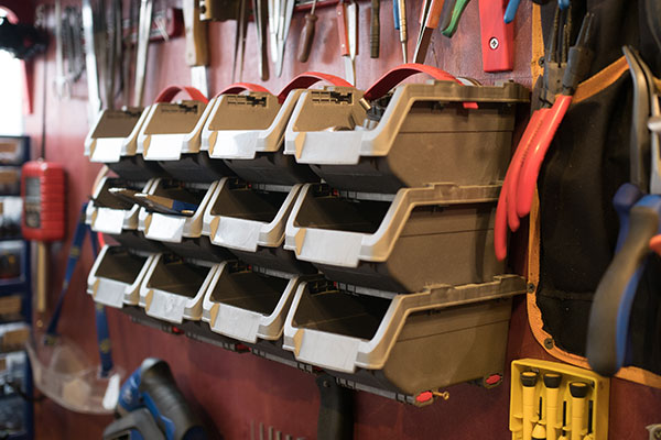 shelves boxes and other garage wall ideas