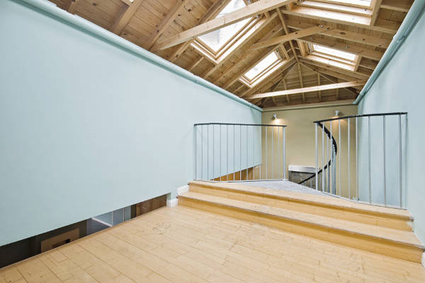 garage with a loft