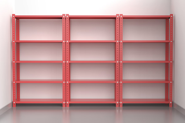 Warehouse With Empty Metal Shelves