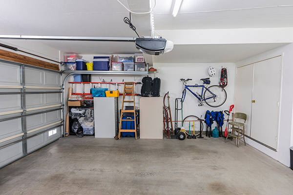 organized and clean two car garage