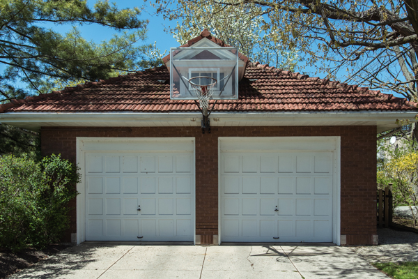 Basketball hoop on garage